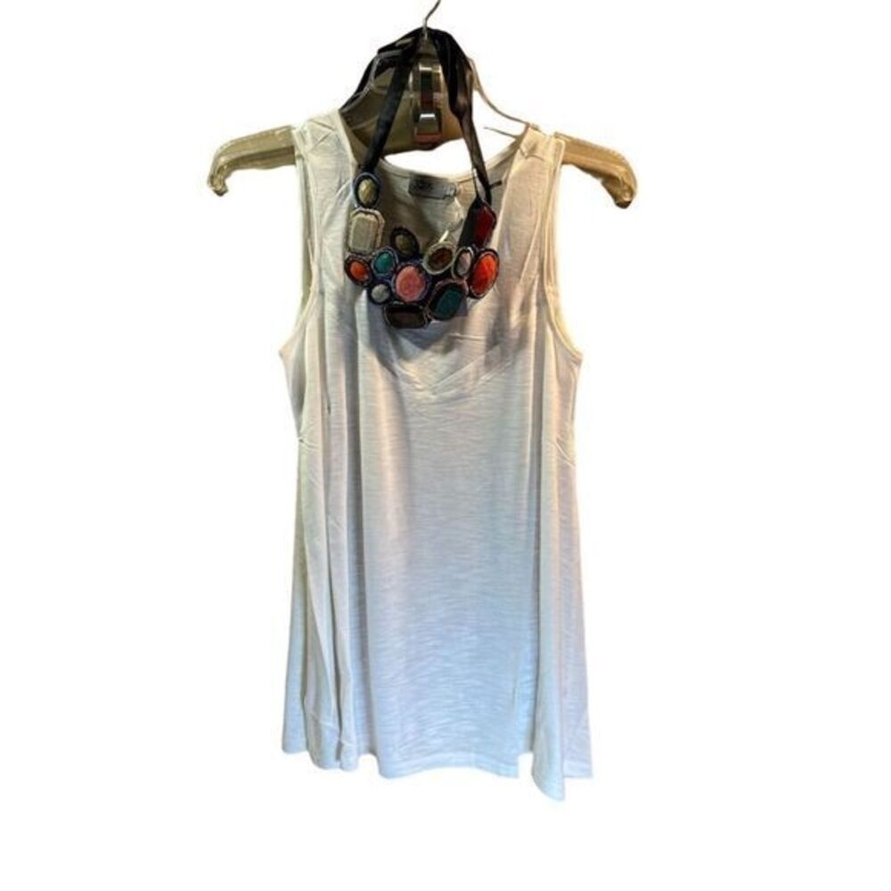 Revolve Three Eighty Two Women's XS White Sleeveless Jewel Yoke Tank